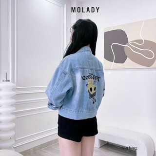 Áo khoác JEAN nữ MOLADY thiết kế gấu thêu sau có nón K26