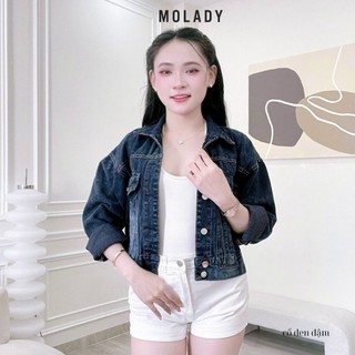 Áo khoác JEAN nữ MOLADY thiết kế gấu thêu sau có nón K26