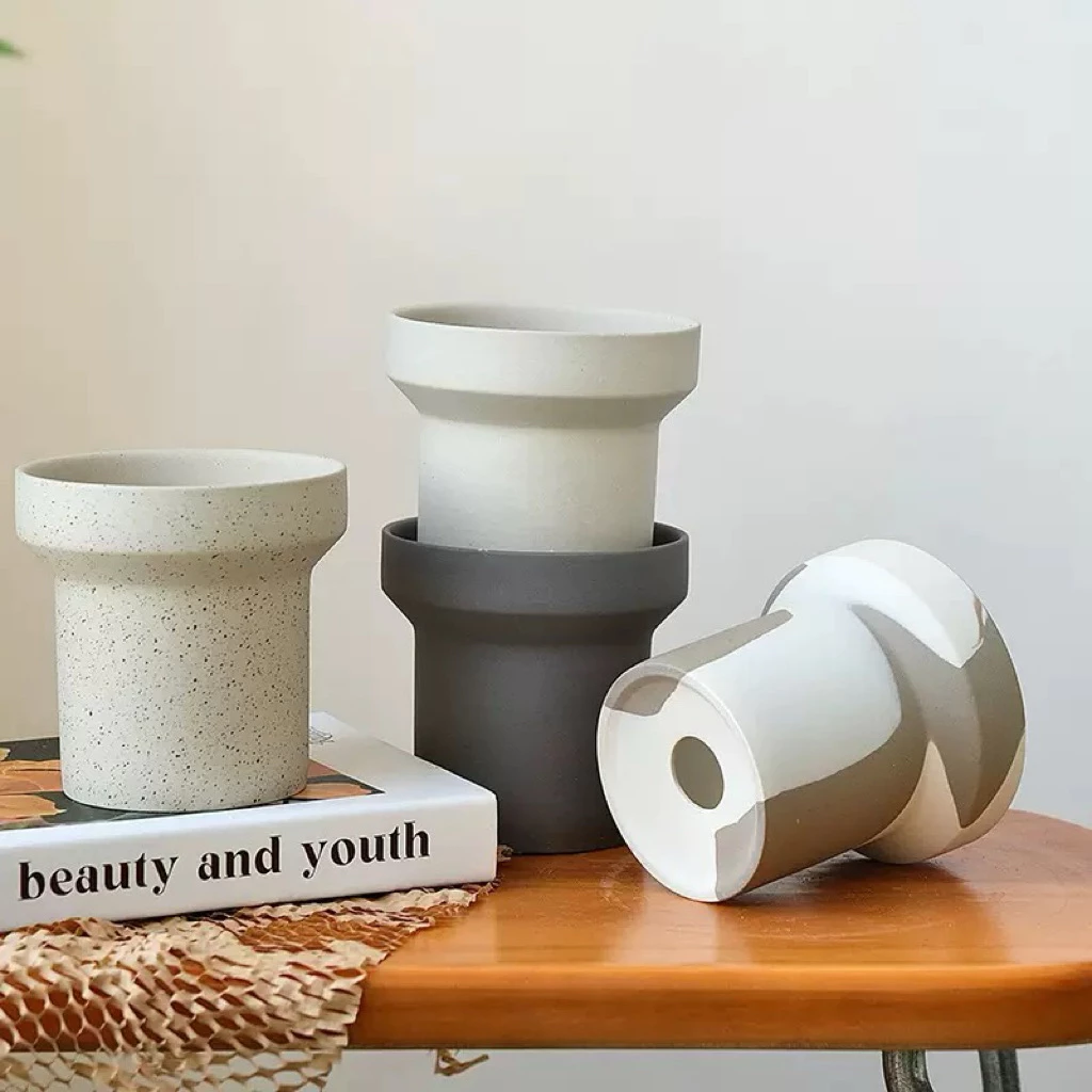 Chậu gốm dáng ống khói – phong cách Bắc Âu tối giản