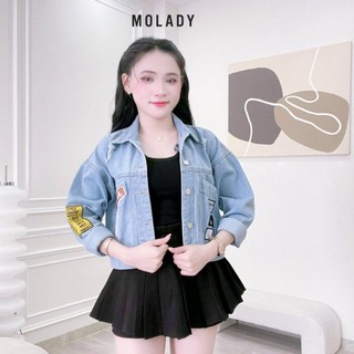 Áo Khoác JEAN Nữ MOLADY có nón thêu logo cực chất sang trọng K49