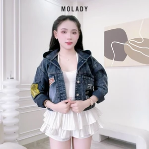 Áo Khoác JEAN Nữ MOLADY có nón thêu logo cực chất sang trọng K49