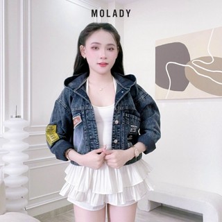 Áo Khoác JEAN Nữ MOLADY có nón thêu logo cực chất sang trọng K49