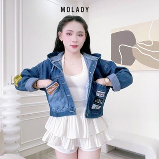 Áo Khoác JEAN Nữ MOLADY có nón thêu logo cực chất sang trọng K49