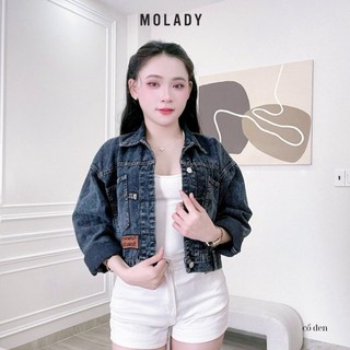 Áo khoác JEAN nữ MOLADY thiết kế phối da sang chảnh K55