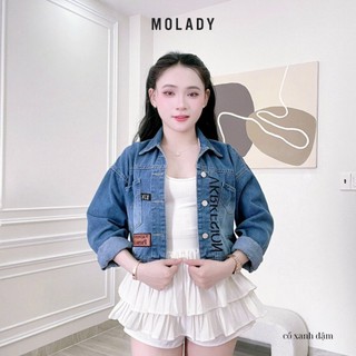Áo khoác JEAN nữ MOLADY thiết kế phối da sang chảnh K55