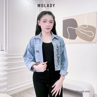 Áo khoác JEAN nữ MOLADY thiết kế phối da sang chảnh K55