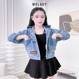 Áo khoác JEAN nữ MOLADY thiết kế phối da sang chảnh K55