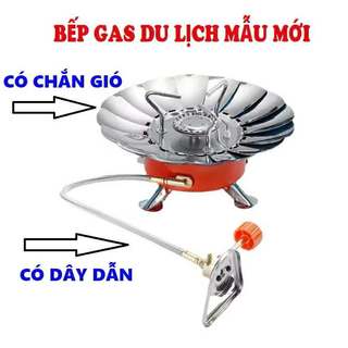 Bếp Ga Mini Chống Gió Có dây Chống Cháy nổ, Gấp Gọn Tiện Dụng Cho Giã Ngoại Du Lịch