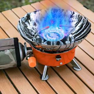 Bếp Ga Mini Chống Gió Có dây Chống Cháy nổ, Gấp Gọn Tiện Dụng Cho Giã Ngoại Du Lịch