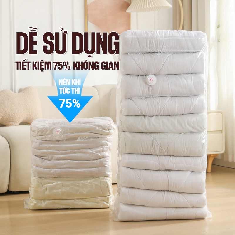 Kaleis Túi Hút Chân Không Không Cần Bơm | Túi Nén Quần Áo, Chống Ẩm Mốc, Chất Liệu Dày Bền