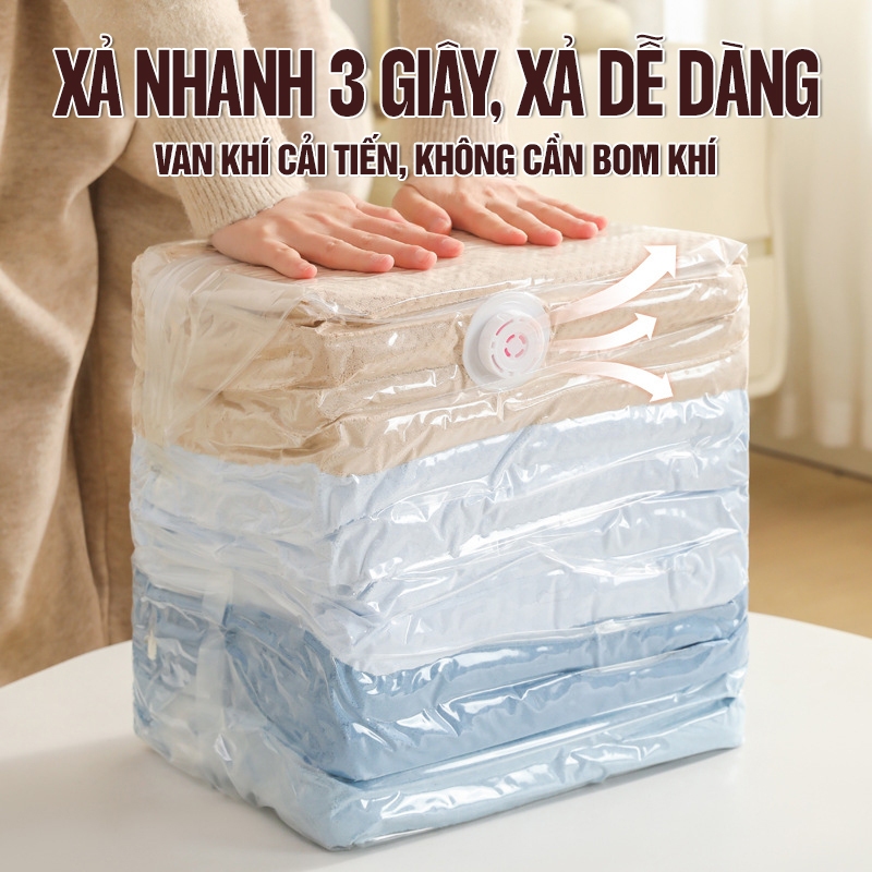 Kaleis Túi Hút Chân Không Không Cần Bơm | Túi Nén Quần Áo, Chống Ẩm Mốc, Chất Liệu Dày Bền