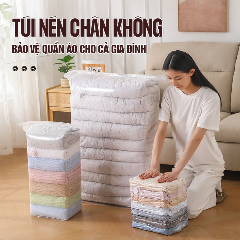 Kaleis Túi Hút Chân Không Không Cần Bơm | Túi Nén Quần Áo, Chống Ẩm Mốc, Chất Liệu Dày Bền