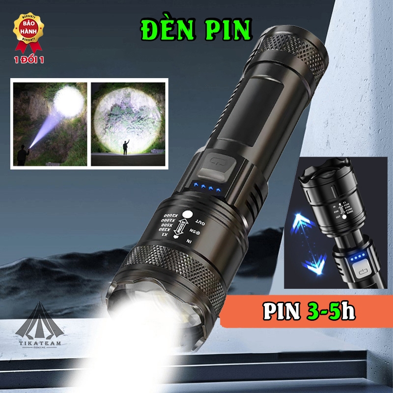 Đèn Pin Cầm Tay P50 Màn Hình Lcd Hiển Thị Pin, Đèn Pin Zoom Siêu Sáng ...