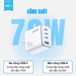 Anker Củ sạc A121C 70W 4 cổng - Sạc nhanh PD Không Nóng Tương thích iPhone 7-17 cả nhà  Android A121C [BH 18 tháng] — ảnh 3