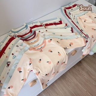 | SEUNKIDS | Bộ dài tay giữ nhiệt borip bông cho bé trai bé gái bộ đồ cho bé