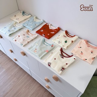 | SEUNKIDS | Bộ dài tay giữ nhiệt borip bông cho bé trai bé gái bộ đồ cho bé