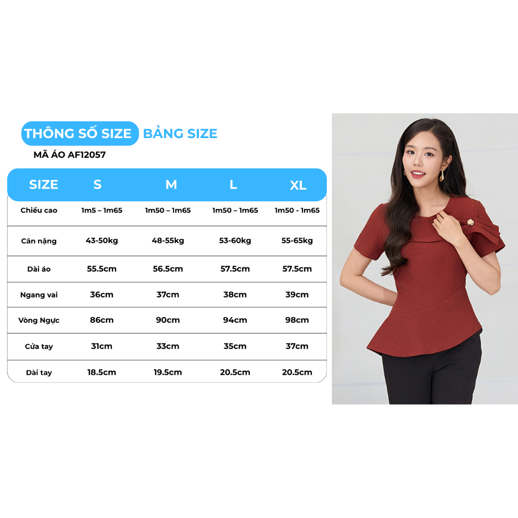 Áo peplum GUMAC tay ngắn lai áo xéo nhẹ đính phụ kiện nút kiểu AF12057