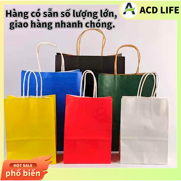 [Gói 50 túi] Túi giấy Kraft, túi quà tặng, túi quà tặng ngày lễ, có bảy màu.