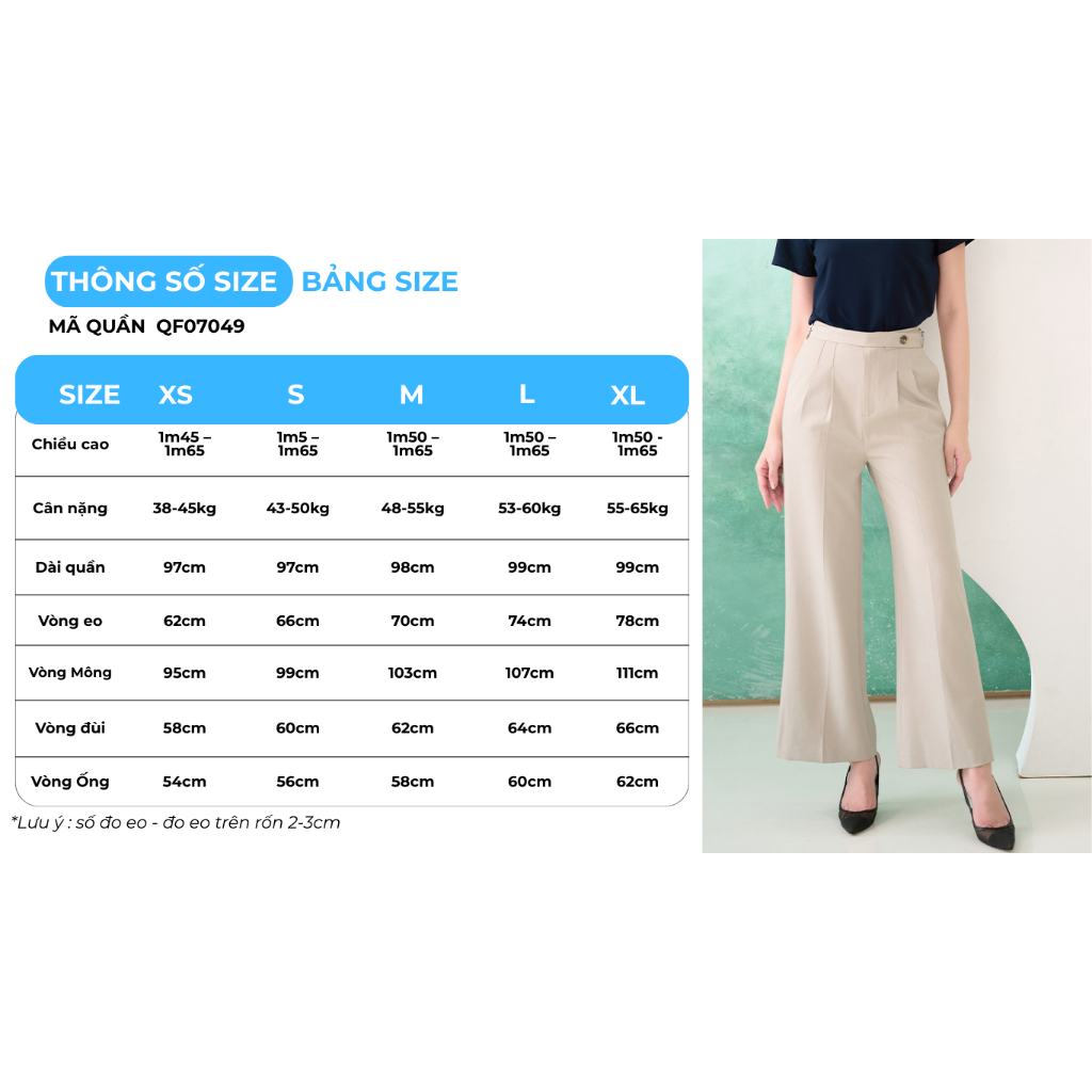 Quần Tây Nữ GUMAC Lưng Liền Ống Suông Chiết Ly Có Túi Dọc Hai Bên Kèm Dây QF07049