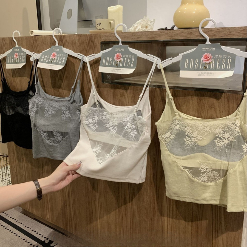 Áo hai dây ren lưng phối lưới  – Áo croptop nữ ôm dáng, tôn vóc dáng quyến rũ