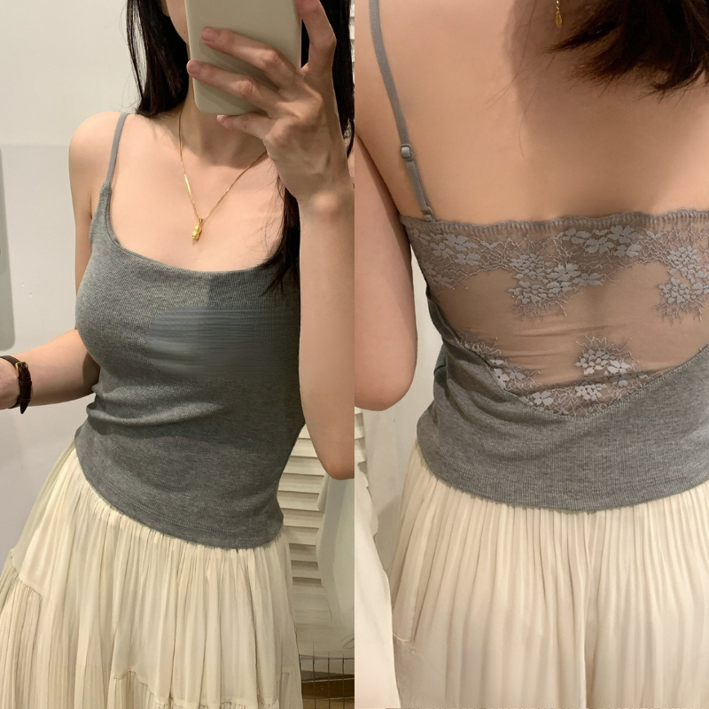 Áo hai dây ren lưng phối lưới  – Áo croptop nữ ôm dáng, tôn vóc dáng quyến rũ