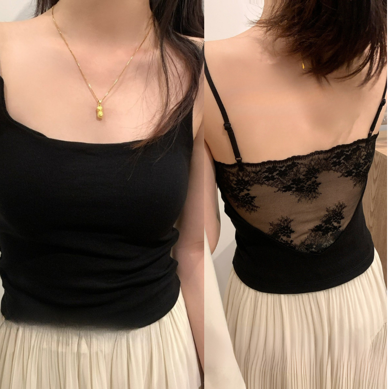Áo hai dây ren lưng phối lưới  – Áo croptop nữ ôm dáng, tôn vóc dáng quyến rũ