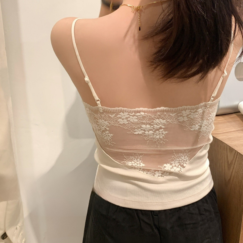 Áo hai dây ren lưng phối lưới  – Áo croptop nữ ôm dáng, tôn vóc dáng quyến rũ