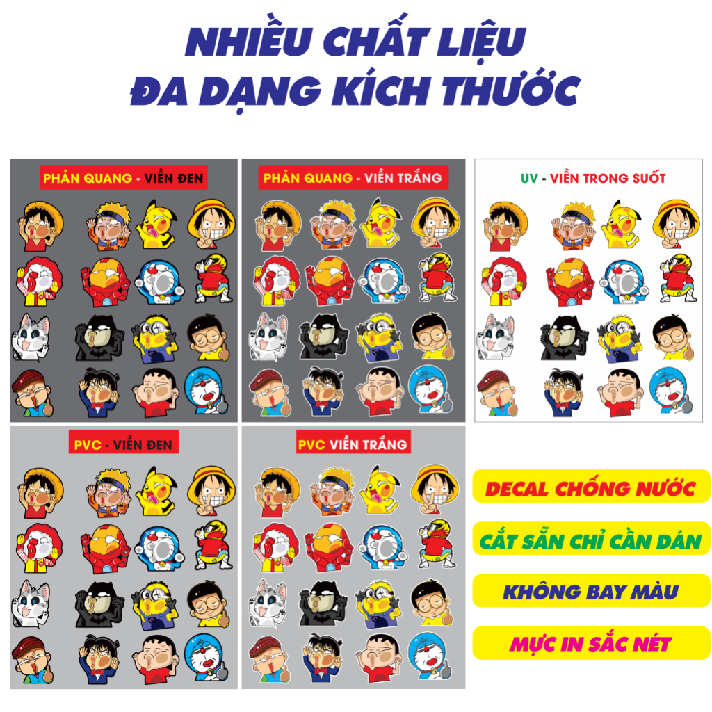 [01 HÌNH] HÌNH DÁN NHÍ NHỐ ÁP MẶT VÔ KÍNH. Decal chống nước, Sticker vui nhộn dễ thương chống nước. BÁN LẺ cute