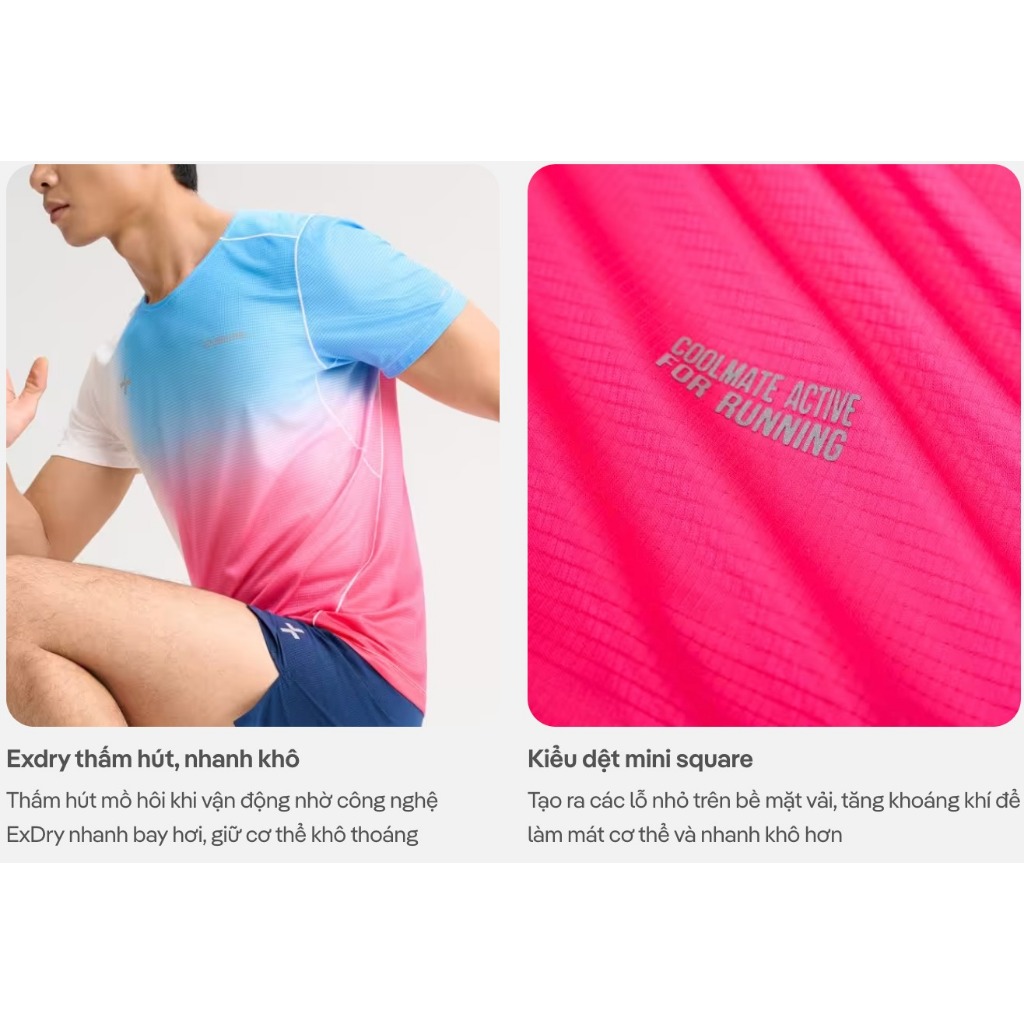[MUA 3 GIẢM 30%]Áo Thun thể thao nam chạy bộ Running Graphic Aero Gradient siêu nhẹ, nhanh khô, thoáng mát Coolmate