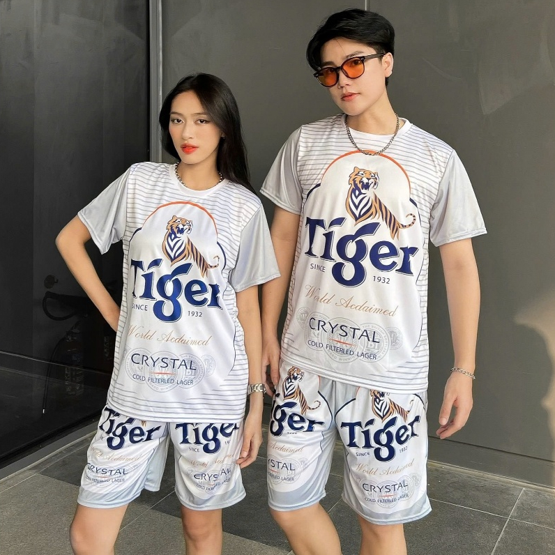 đồ bộ bia tiger, kẹn bạc, sài gòn, huda, larue, sting ,phông bạt, con công đỏ mặc nhóm gia đình đủ size 10-100kg BC