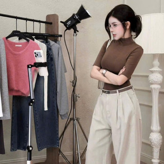 Áo Thun Cổ Lọ Tay Lỡ Basic Fit Dáng Thiết kế Tinh Tế Gọn Gàng