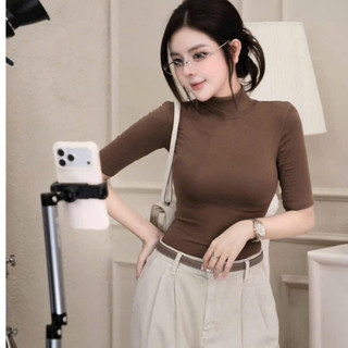 Áo Thun Cổ Lọ Tay Lỡ Basic Fit Dáng Thiết kế Tinh Tế Gọn Gàng