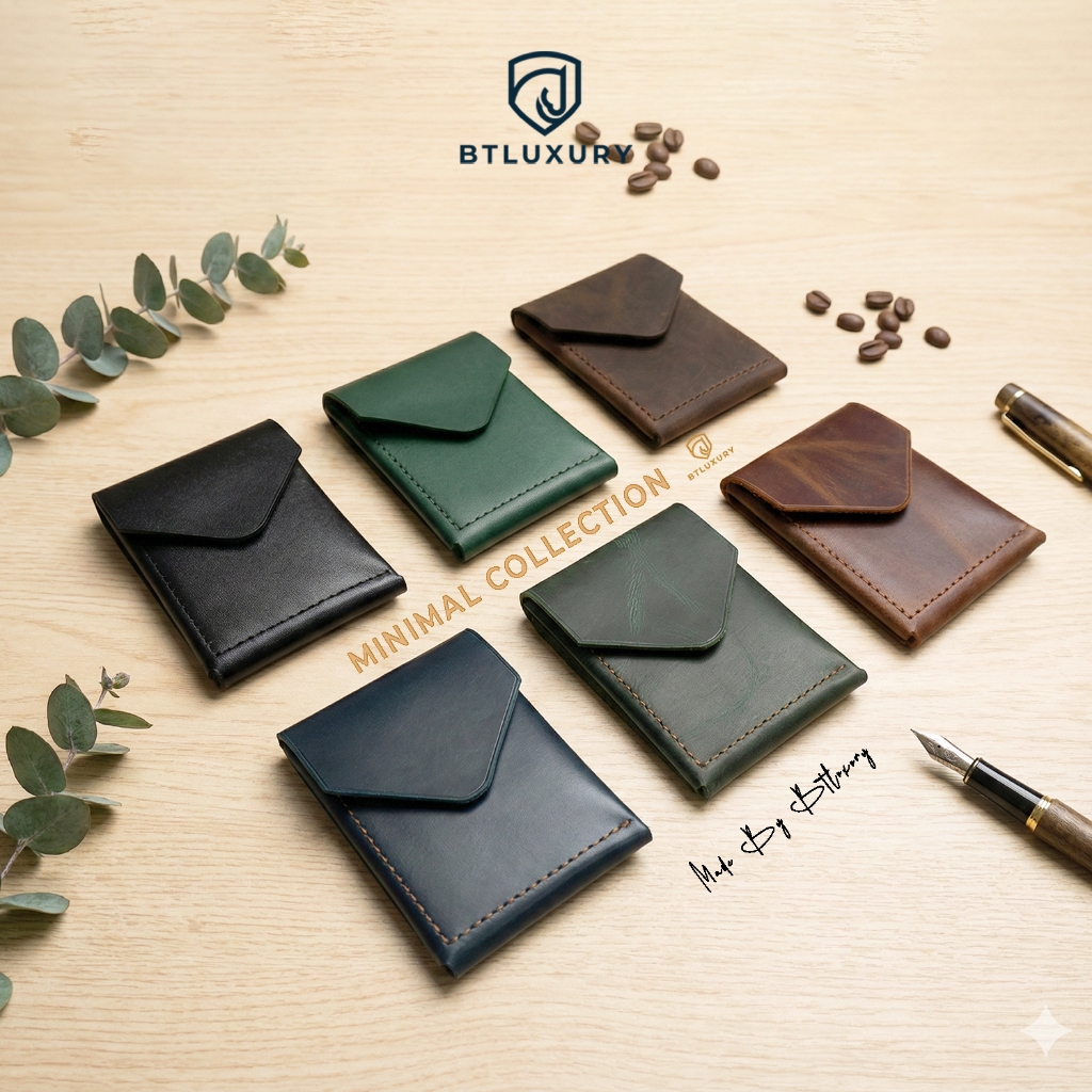 Ví Mini Siêu Nhỏ Gọn VERO SLIM Wallet Phong Cách Châu Âu, Da Bò Cao Cấp, Thương hiệu BTLUXURY