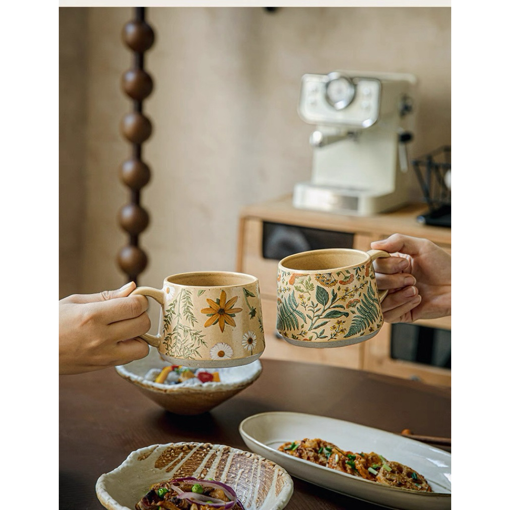 [HOẢ TỐC] Cốc Gốm Sứ Hoa Urban Style Châu Âu ( bản cao cấp )