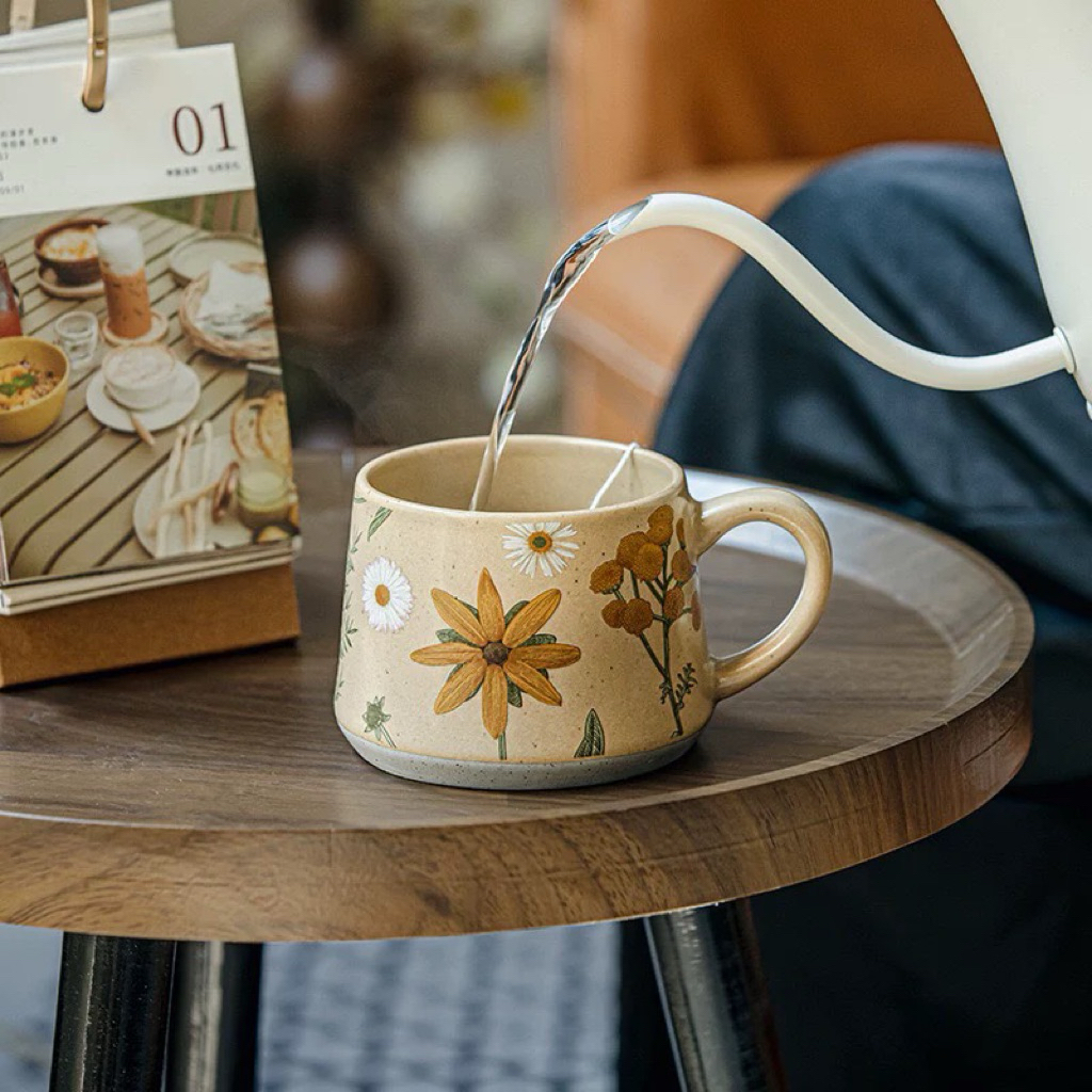 [HOẢ TỐC] Cốc Gốm Sứ Hoa Urban Style Châu Âu ( bản cao cấp )