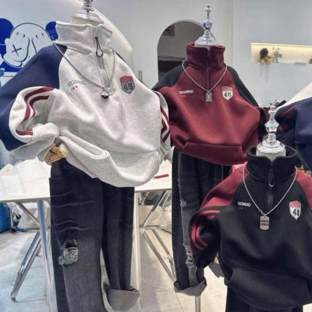 Áo nỉ thu đông LÓT LÔNG Áo sweater trẻ em 20-50kg áo dầy ấm cho bé