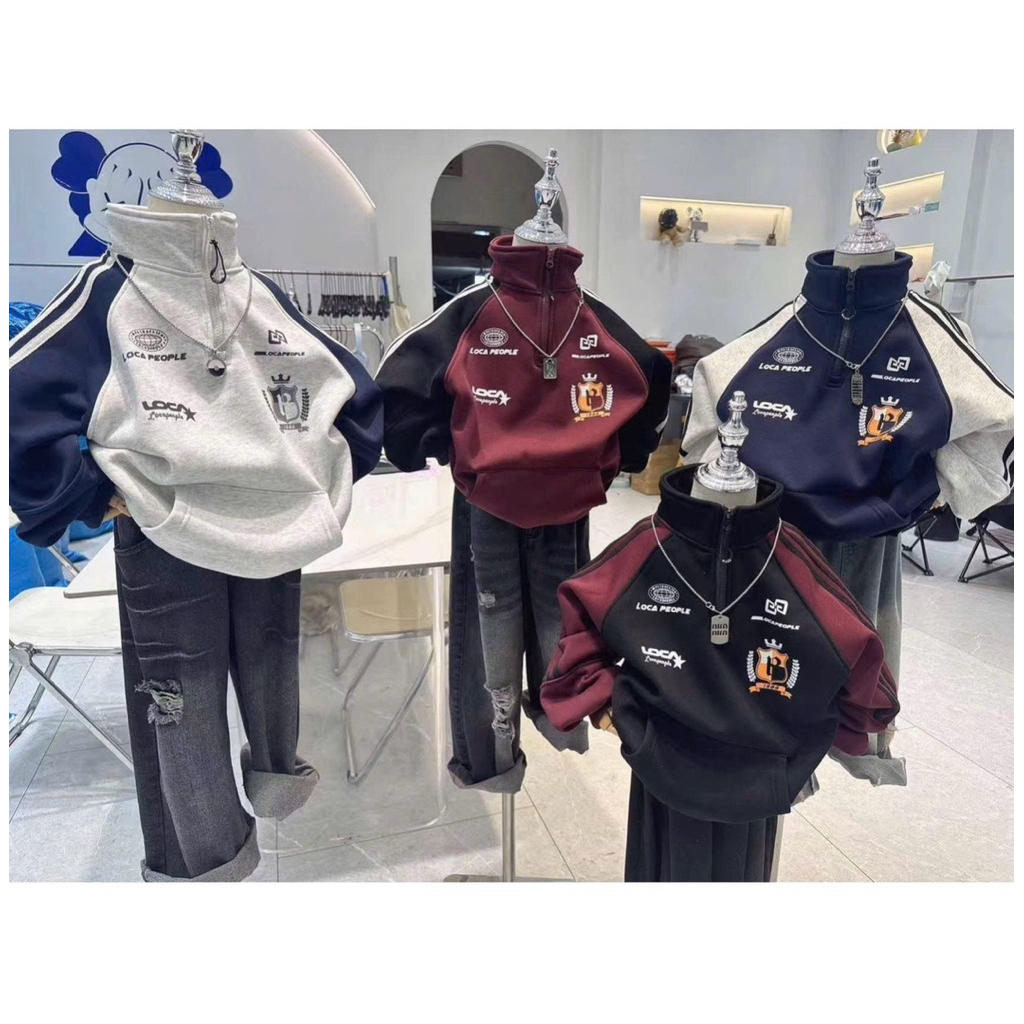 Áo nỉ thu đông LÓT LÔNG Áo sweater trẻ em 20-50kg áo dầy ấm cho bé