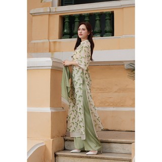 [LAMER X PHƯƠNG ANH ĐÀO] Áo Dài Cách Tân An Hoa Dáng Suông (Không quần) Cổ Truyền Thống 2 Lớp Tơ Óng Cao Cấp S61A25Q015