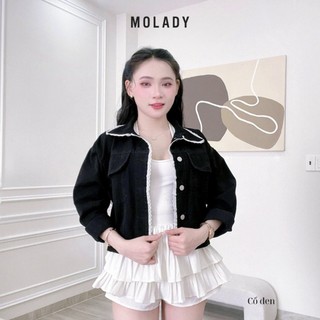 Áo khoác JEAN nữ MOLADY viền ren phong cách mới mẻ nổi bật K543