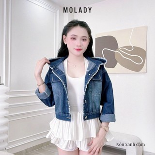 Áo khoác JEAN nữ MOLADY viền ren phong cách mới mẻ nổi bật K543