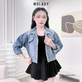 Áo khoác JEAN nữ MOLADY viền ren phong cách mới mẻ nổi bật K543