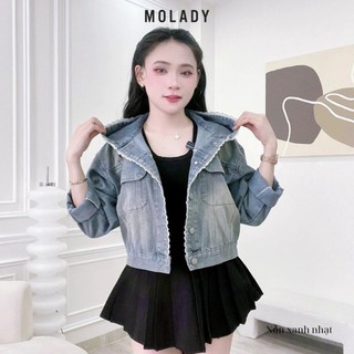 Áo khoác JEAN nữ MOLADY viền ren phong cách mới mẻ nổi bật K543