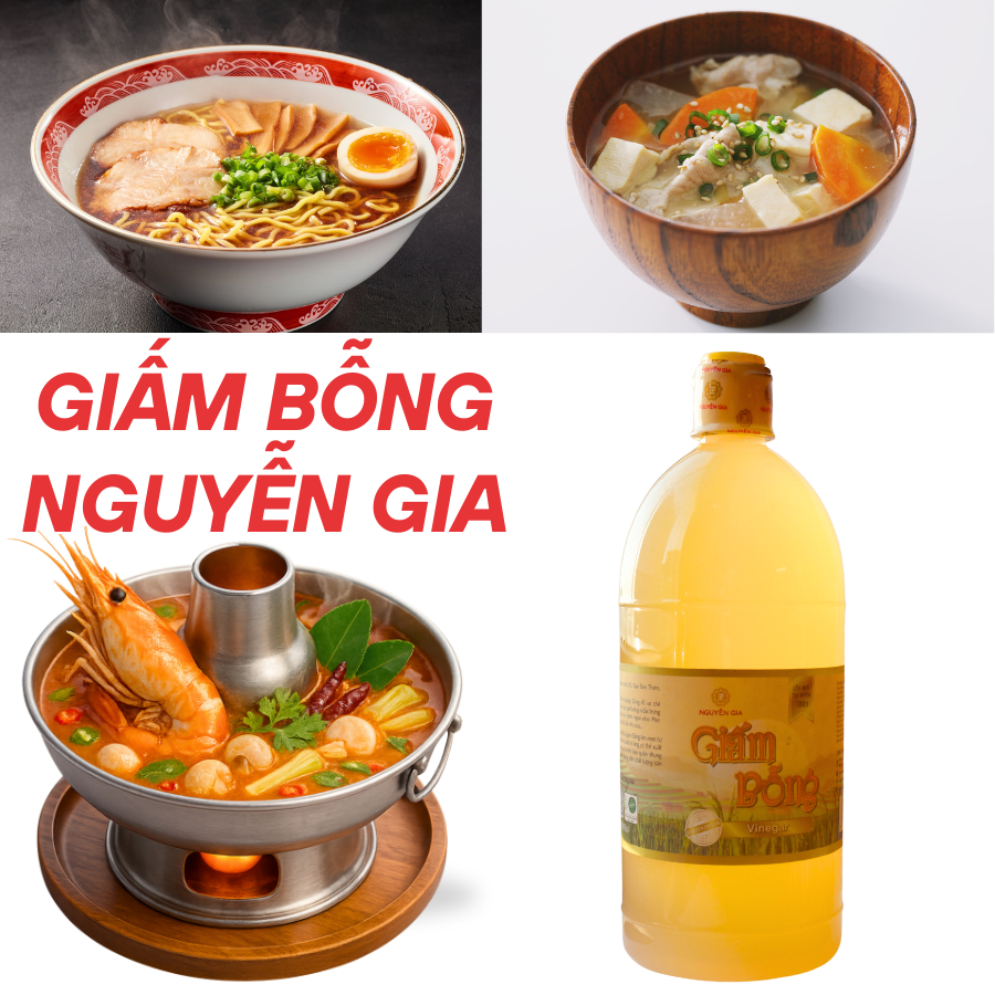 Giấm Bỗng nấu riêu cua, lẩu ốc, bò nhúng giấm,... chai 1L Nguyễn Gia