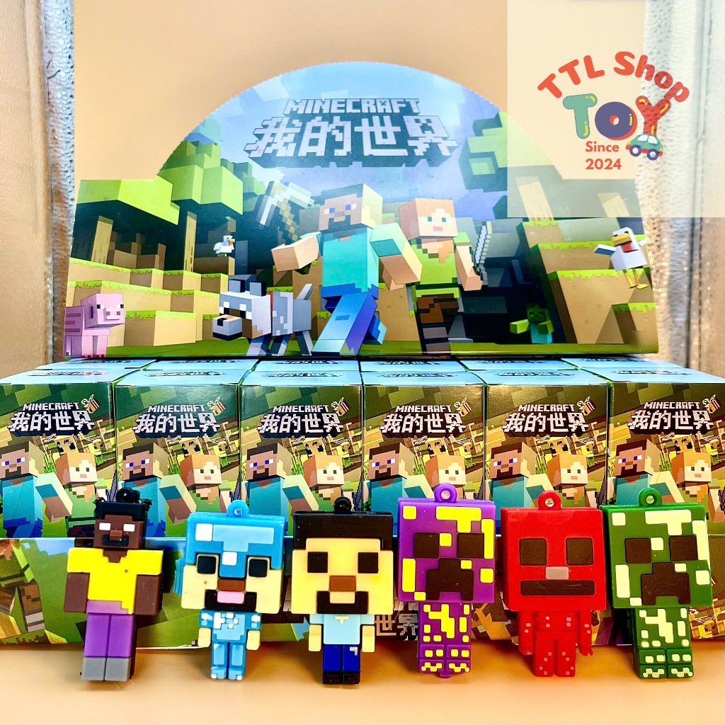 Hộp Mù Móc Chìa Khóa Minecraft BlindBox Creeper Túi Mù Steve Móc Ngẫu ...