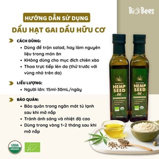 Dầu hạt gai dầu hữu cơ BioBees/ Crudolio Organic Hemp Seeds Oil