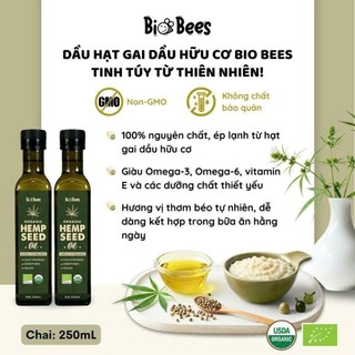 Dầu hạt gai dầu hữu cơ BioBees/ Crudolio Organic Hemp Seeds Oil