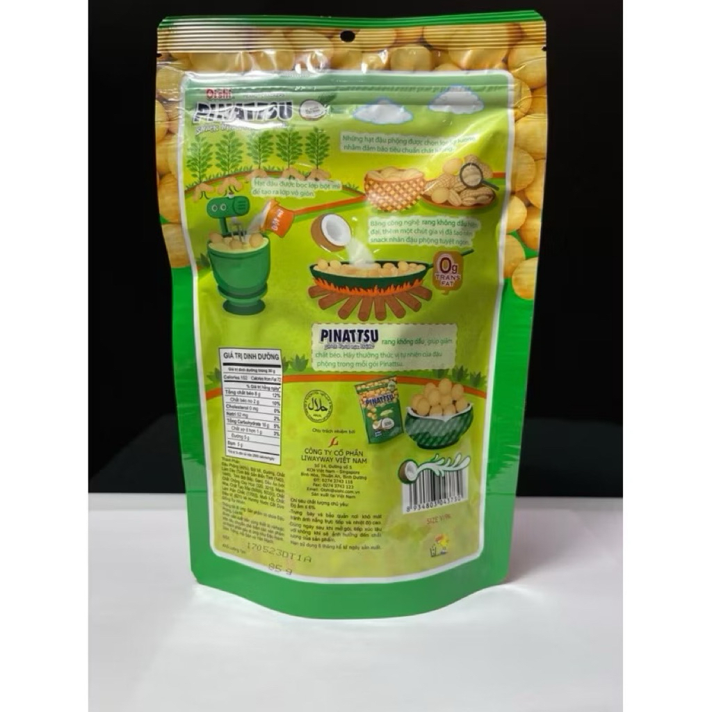 Snack nhân đậu phộng PINATTSU OISI gói lớn 85g đủ vị