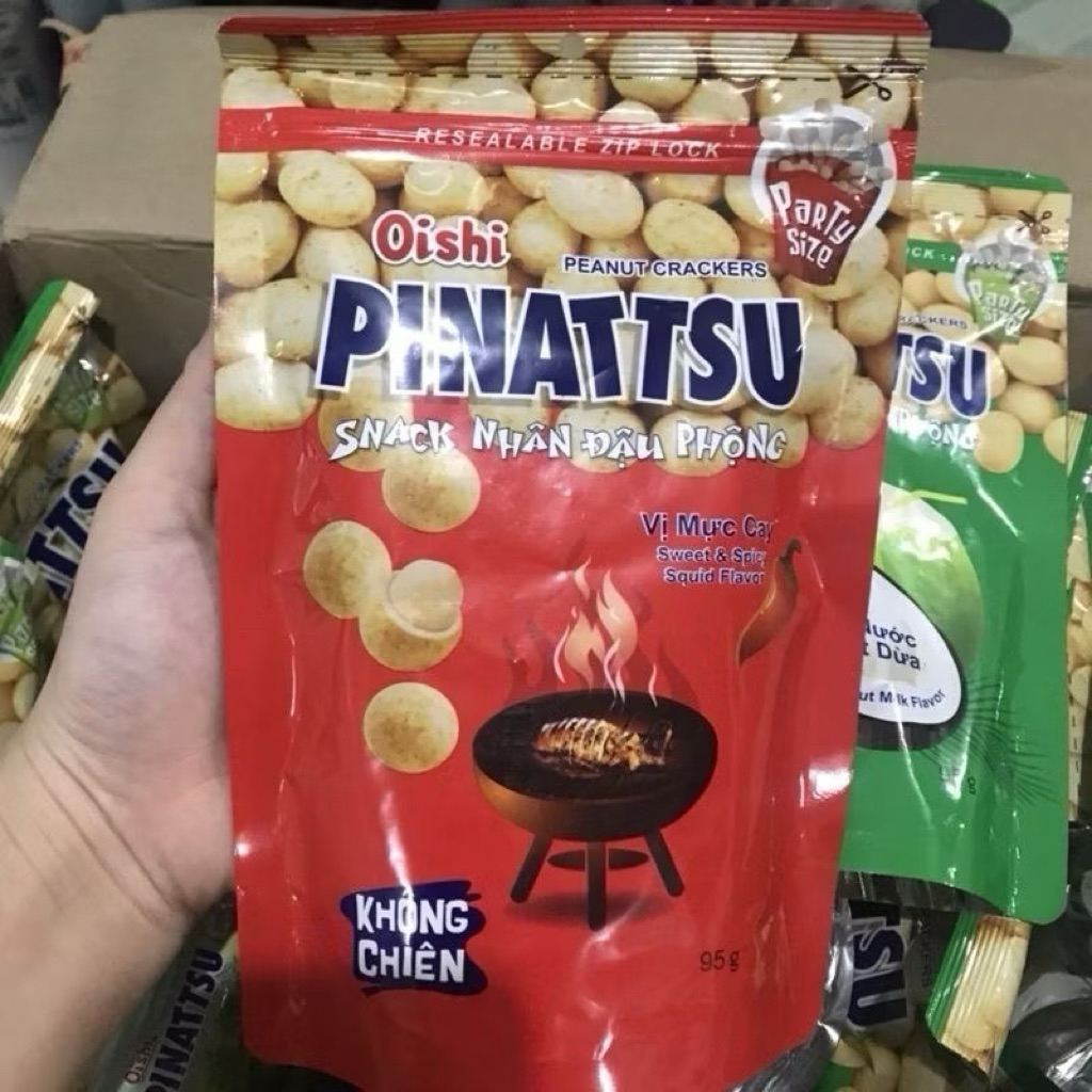 Snack nhân đậu phộng PINATTSU OISI gói lớn 85g đủ vị