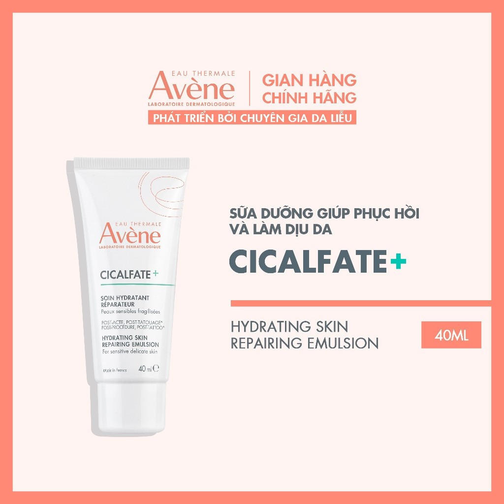 Sữa dưỡng phục hồi Eau Thermale Avène CICALFATE+ HYDRATING SKIN REPAIRING EMULSION 40ml giúp làm dịu da