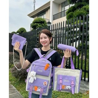 Set Balo 4 Món Cho Bé Đi Học Cấp 1 Cấp 2 – Thiết Kế Hàn Quốc